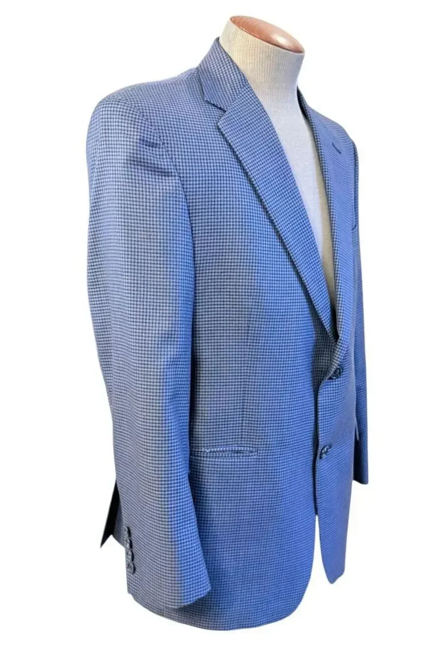 Hart Schaffner Marx Two-Button Blazer/Sport Coat Blue Micro-Houndstooth 42S